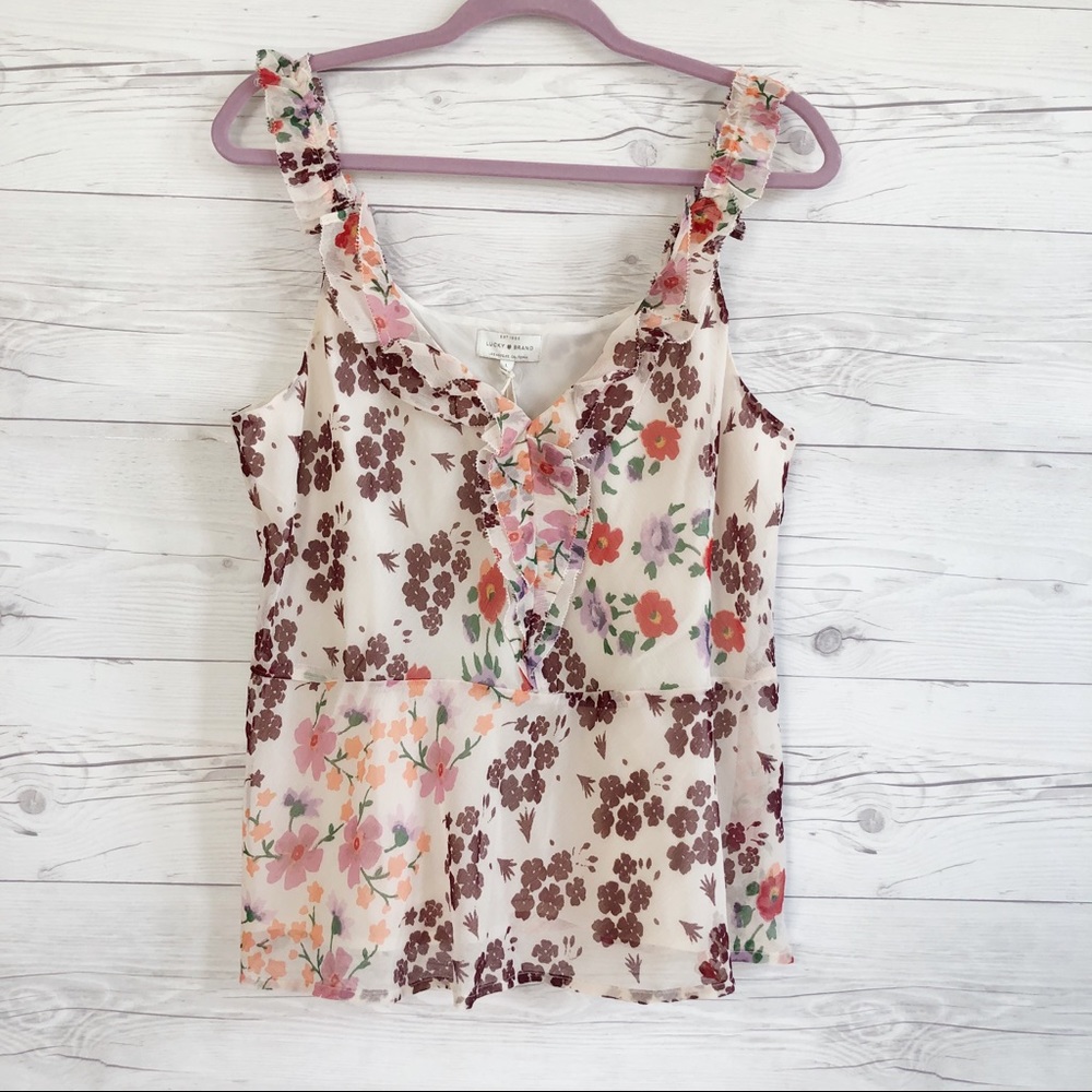 Lucky Brand ruffle top size L